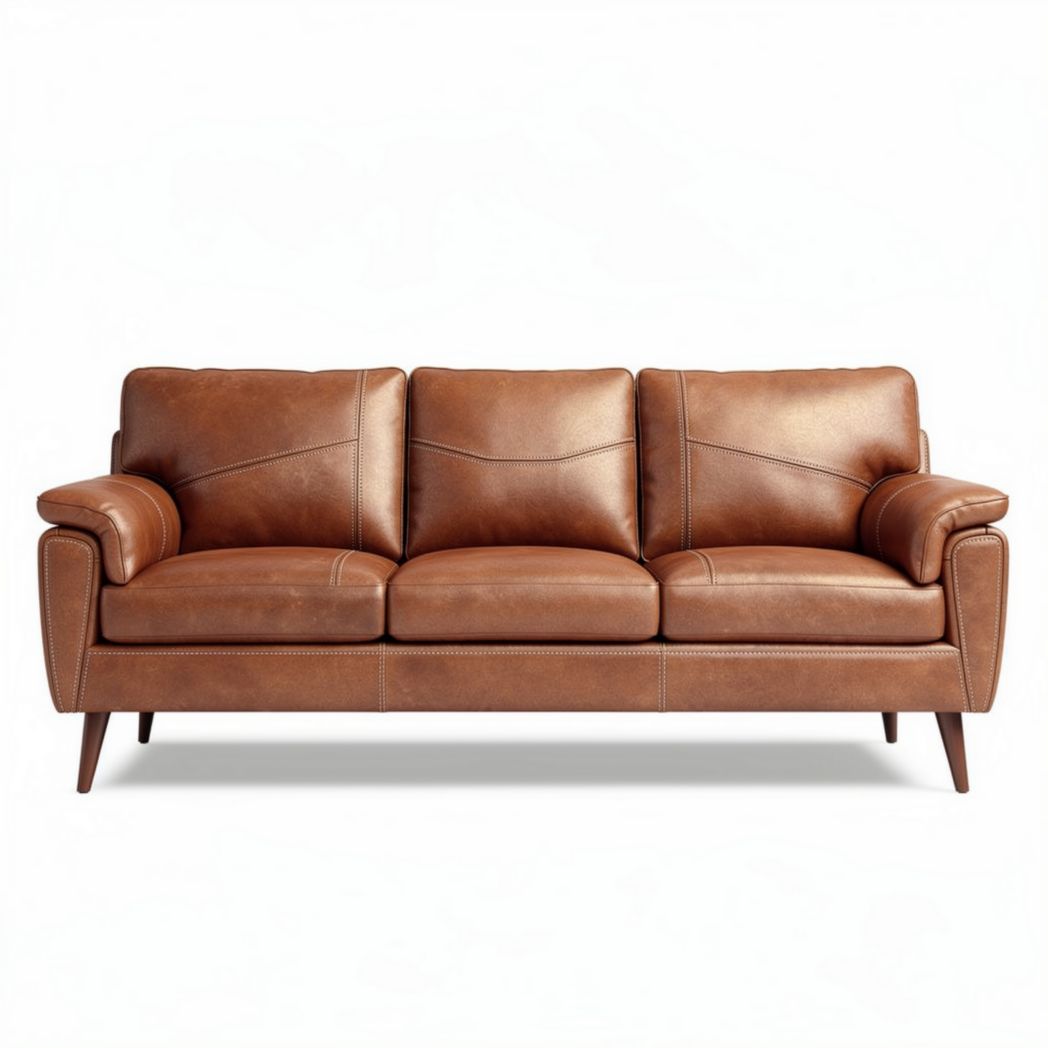 Sofa skórzana w kolorze brązowym 210 x 90 x 85 cm do salonu
